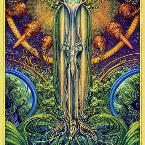 Image similar to pagan tarot card border art details by roger dean and andrew ferez, art forms of nature by ernst haeckel, divine chaos engine, symbolist, visionary, art nouveau, botanical fractal structures, organic, detailed, realistic, surreality