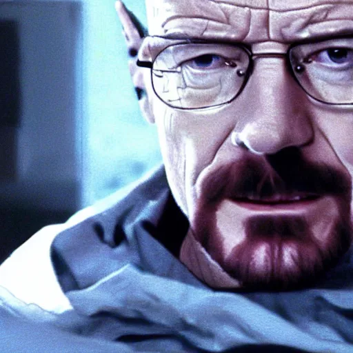 Prompt: a screenshot of walter white in death note ( 2 0 0 6 ), vhs quality