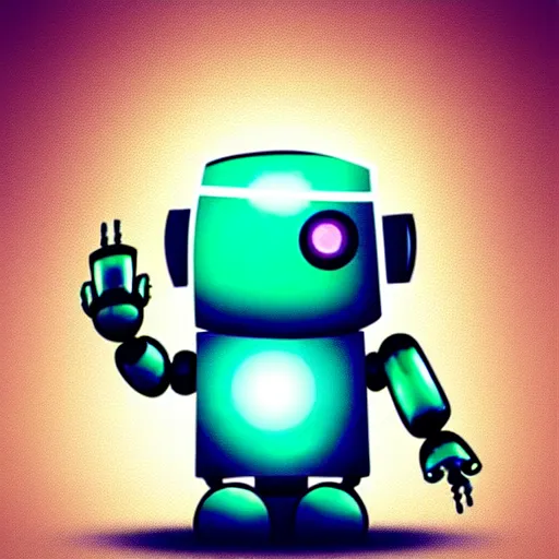 Image similar to a cute little robot. beautiful light. grainy and rough. soft colour scheme