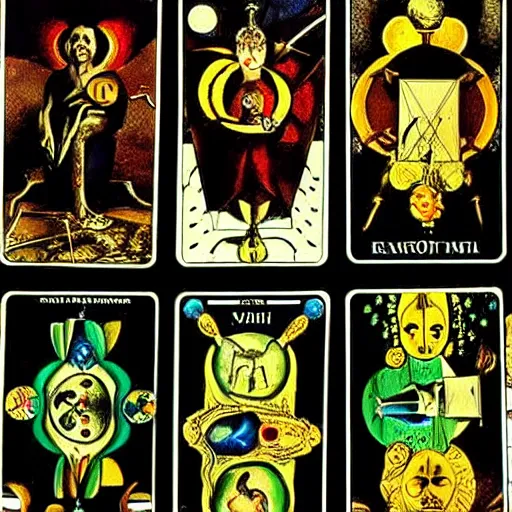 Image similar to tarot cards designed by salvador dali