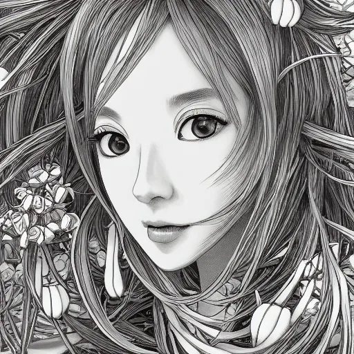 Prompt: the portrait of an absurdly beautiful, graceful, elegant, and sophisticated mature anime woman made of garlic bulbs, an ultrafine detailed illustration by james jean, intricate linework, bright colors, final fantasy, behance contest winner, vanitas, angular, altermodern, unreal engine 5 highly rendered, global illumination, radiant light, detailed and intricate environment