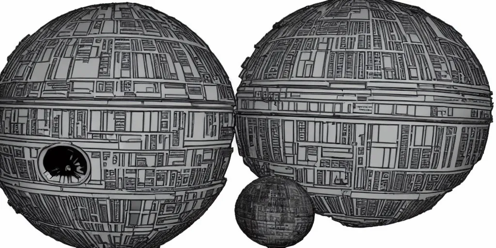 Image similar to death star surface, greebles, nurnies, very detailed