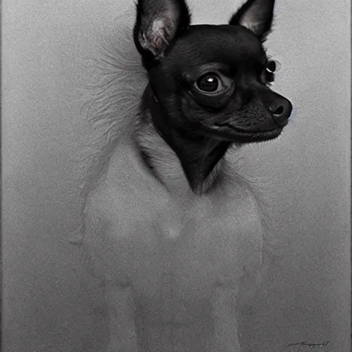 Prompt: a portrait of a chihuahua, from the terrifying and incomprehensible beyond, body horror, by gerard brom, zdzisław beksinski and ansel adams