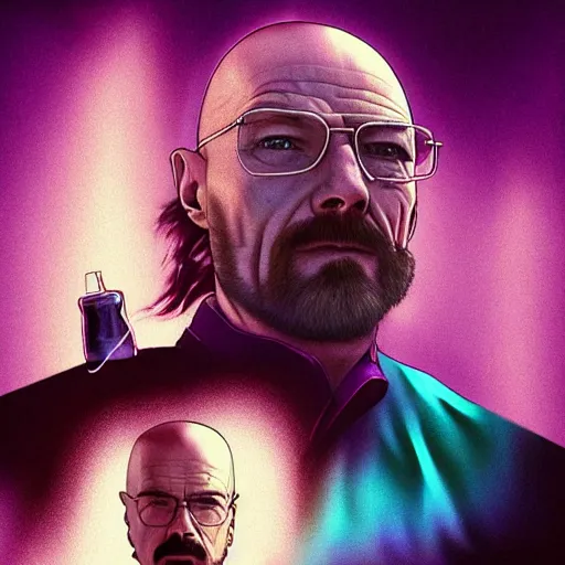 Prompt: walter white mounting jesse pinkman, and a purple coloured leather jacket, one side haircut, long brown hair with light blue ends, portrait, hyperdetailed, artstation, cgsociety, synthwave by tangerine dream, by jean - michel jarre, by vangelis, by john carpenter