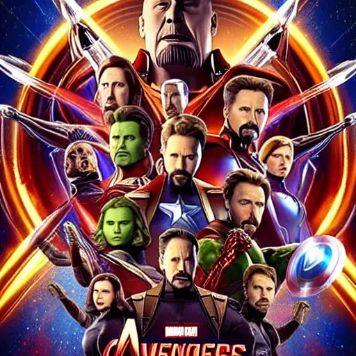 Image similar to avengers infinity war soviet era propaganda movie poster