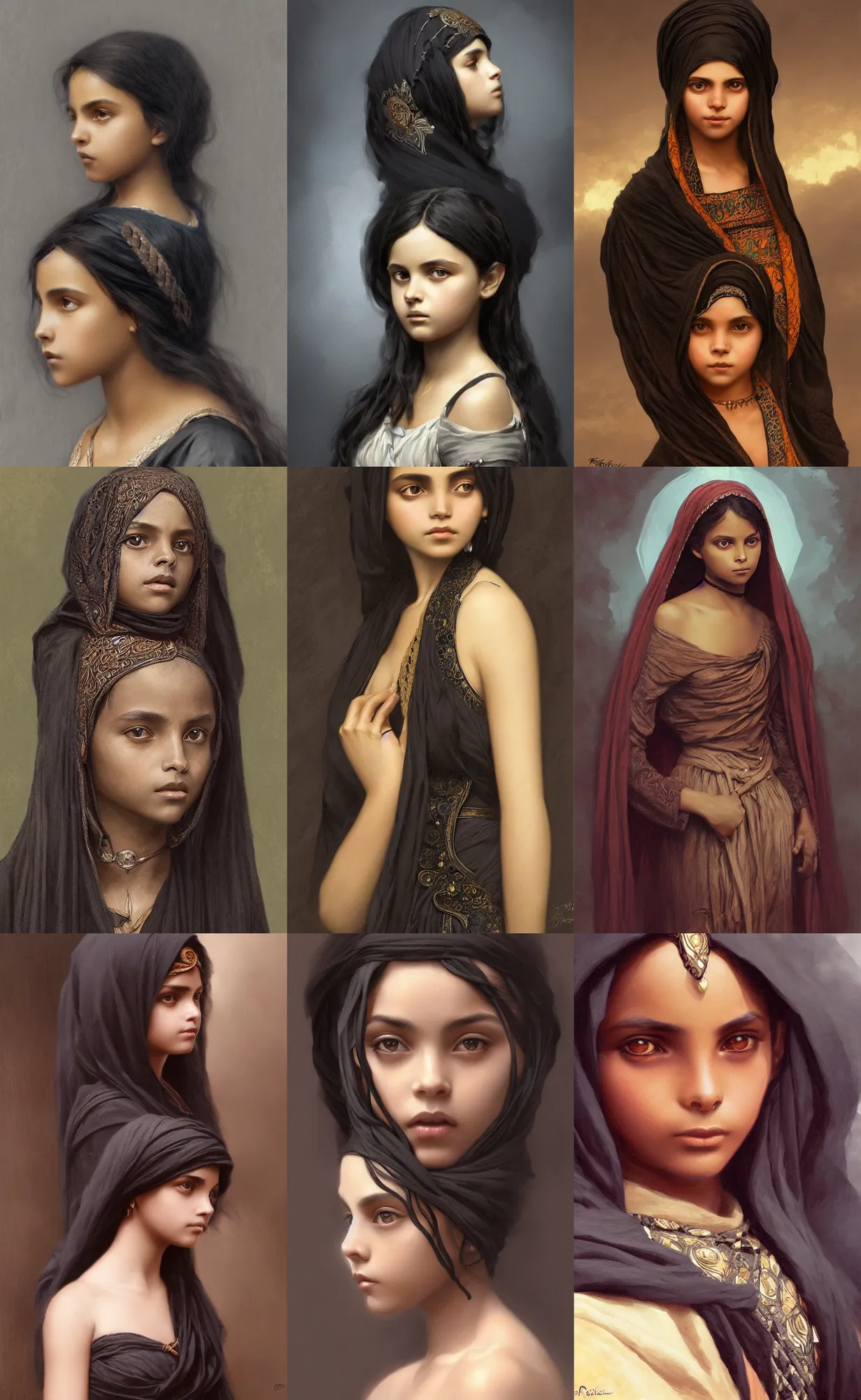 Prompt: black dafne keen somali, intricate, elegant, highly detailed, digital painting, artstation, concept art, smooth, sharp focus, illustration, d&d, art by rutkowski, orientalism, bouguereau