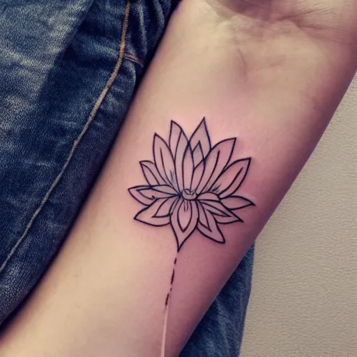 Prompt: minimalistic lotus flower tattoo