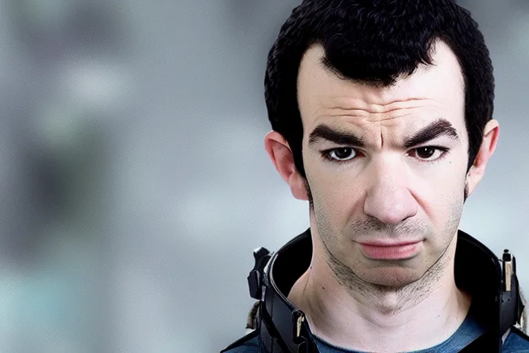Prompt: live action film still of nathan fielder playing squall leonhart in the new sci - fi movie