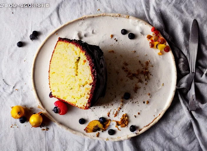 Image similar to most delicious cake of all time, professional food photography, studio lighting, plating