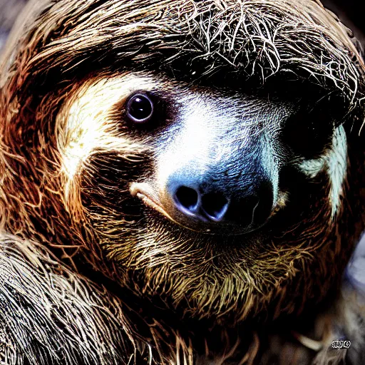 Prompt: a sloth in gladiator armor, closeup, digital art