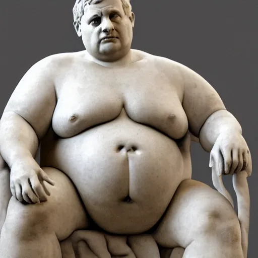 Image similar to hungarian prime minister viktor orban as a slightly obese marble statue of ancient roman emperor, created by michelangelo, museum photoshot, 3 d photorealistic render, high resolution, 8 k