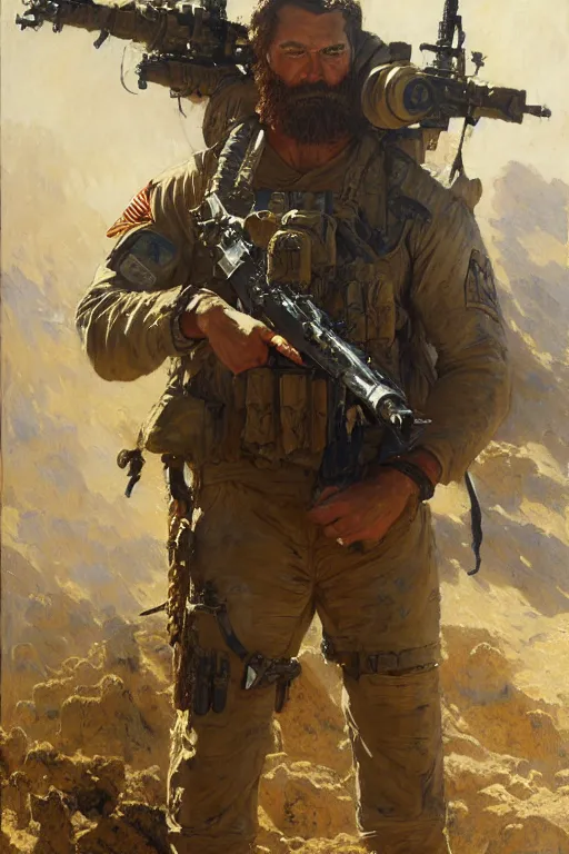 Image similar to decorated navy seal multiple confirmed kills, depressed, highly detailed painting by gaston bussiere, craig mullins, j. c. leyendecker 8 k