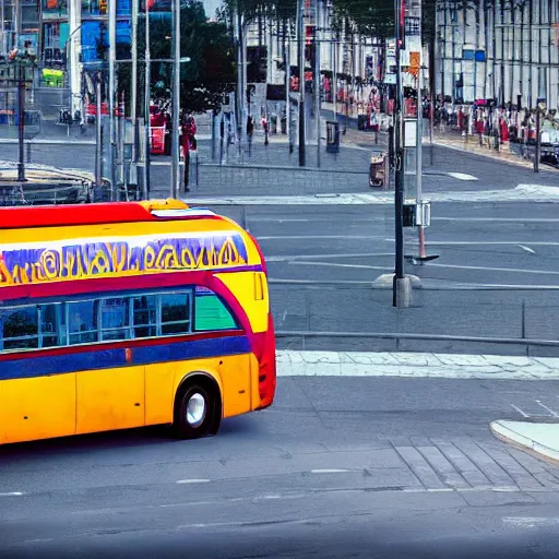 Prompt: realistic high detailed photo of bus in minsk