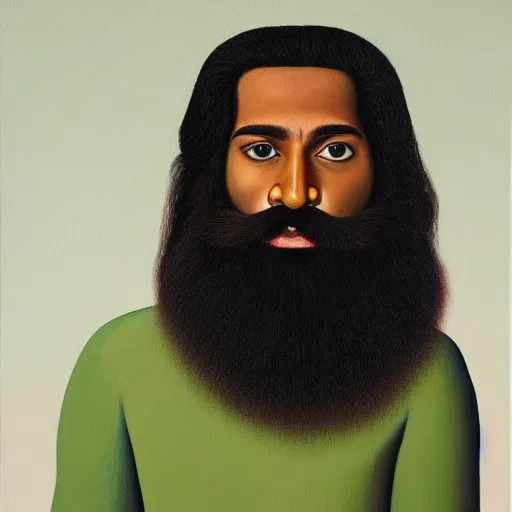 Image similar to a painting of a man with long hair and a beard, a character portrait by barkley hendricks, featured on deviantart, neo - primitivism, art, oil on canvas, masterpiece