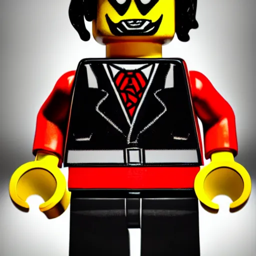 Image similar to marilyn manson with body of lego toy, lego movie still, realistic 3 d render, 8 k