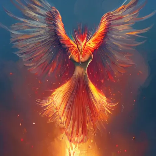 Image similar to cute flying phoenix, sparkling bird eyes, embers in her bird eyes, shining phoenix eyes, sharp features, flowing fiery feathers, highly detailed, digital painting, artstation, concept art, smooth, sharp focus, beautiful feathers, expressive eyes, illustration, phoenix art by Artgerm and greg rutkowski