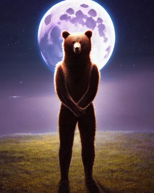 Prompt: highly detailed surreal vfx portrait of a metallic chromatic samurai bear in front of a full moon, stephen bliss, unreal engine, greg rutkowski, loish, rhads, beeple, makoto shinkai and lois van baarle, ilya kuvshinov, rossdraws, tom bagshaw, alphonse mucha, global illumination, detailed and intricate environment