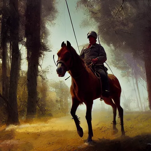 Prompt: а man carries a horse over him, hyperrealism, no blur, 4 k resolution, ultra detailed, style of ron cobb, adolf hiremy - hirschl, syd mead, ismail inceoglu, rene margitte