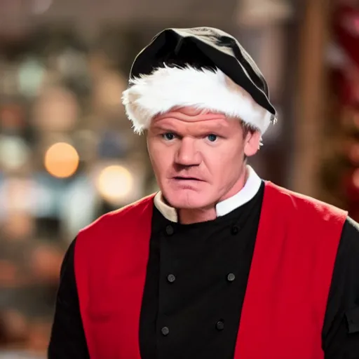 Prompt: gordon ramsey starring as the santa clause movie, movie still, 8 k