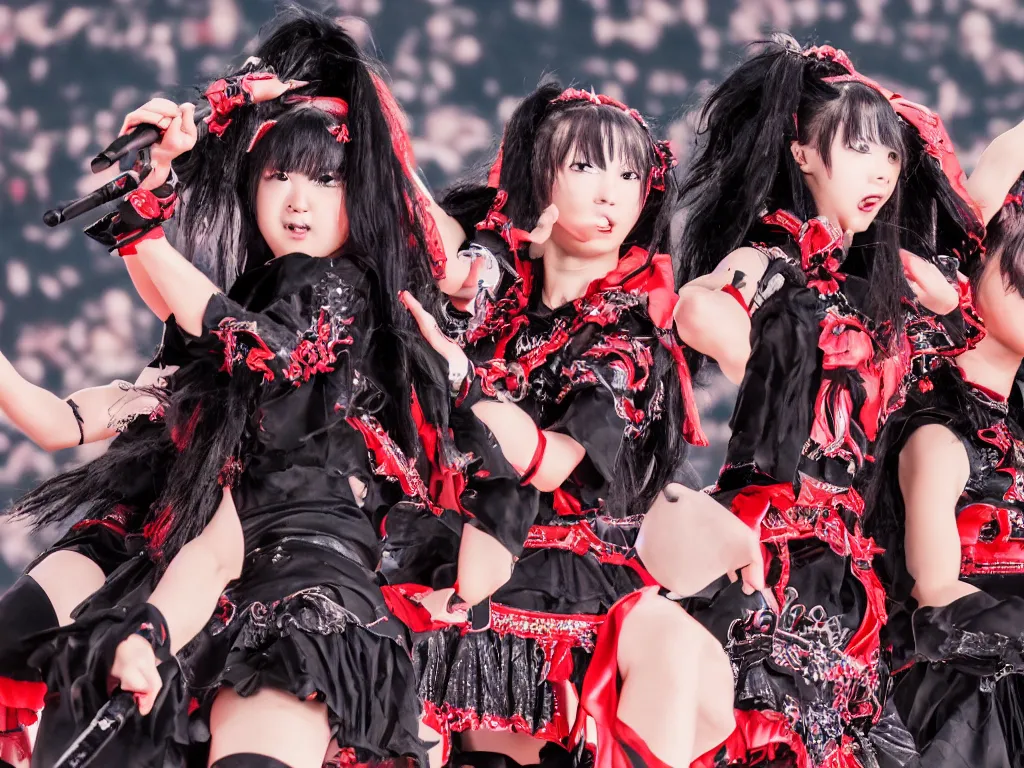 Image similar to babymetal performing on a tropical beach beautiful, scenery, High Definition detail, 8K, photography