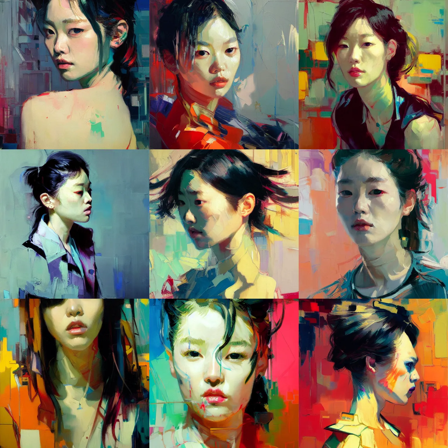 Prompt: lee jin - eun by jeremy mann, francoise nielly, van gogh, ross tran, rule of thirds, seductive look, beautiful