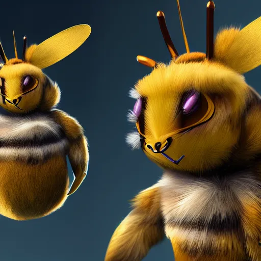 Image similar to photography of a realistic beedrill animal, ultra detailed, 8 k, cinematic lighting, natural background, trending on artstation, pokemon
