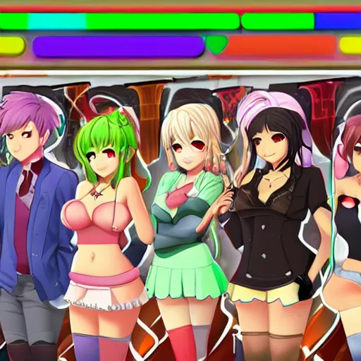 Image similar to huniepop but it is all dudes