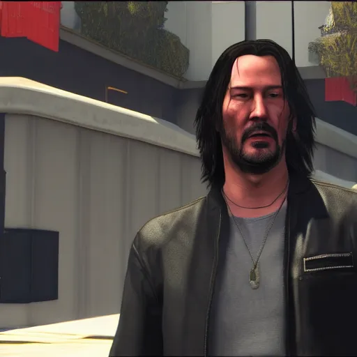 Image similar to Keanu reeves in Grand theft auto 5 4K detail