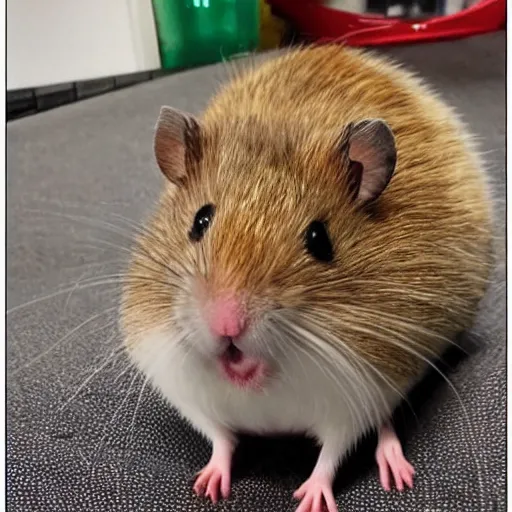 Prompt: angry hamster couldn’t care less about his ex lab,