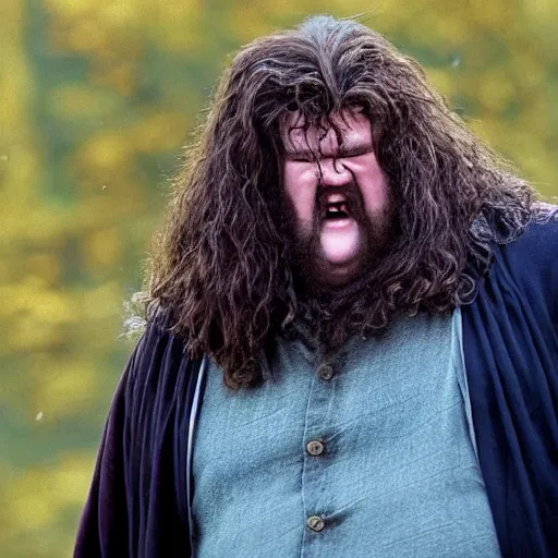 Prompt: hagrid crying over harry potter's lifeless body