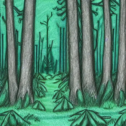 Prompt: detailed drawing of forest