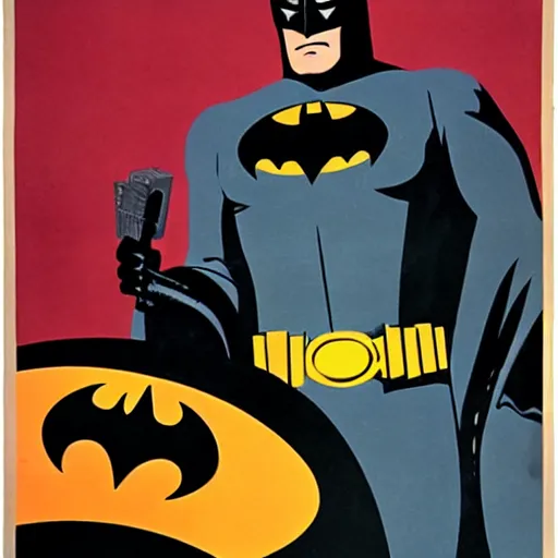 Image similar to Batman propaganda poster, midcentury modern