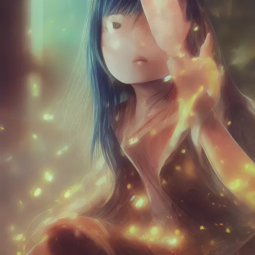 Image similar to A realistic anime painting of a beautiful android woman with glowing yellow gold eyes. digital painting by Sakimichan, Makoto Shinkai, Rossdraws, Pixivs and Junji Ito, digital painting. trending on Pixiv. SFW version —H 1024