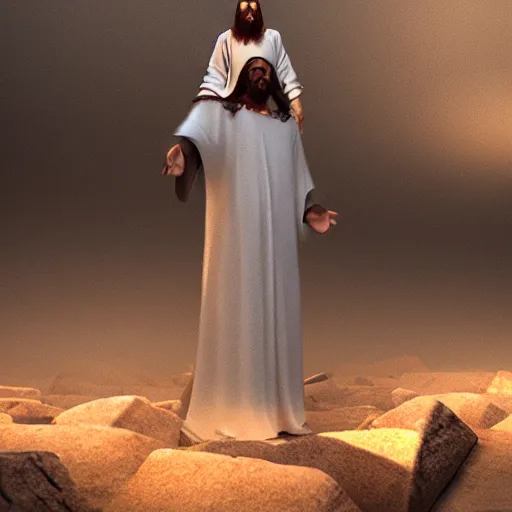 Prompt: the second coming of Jesus Christ, Octane render, artistic, Cinema 4D, dark horror