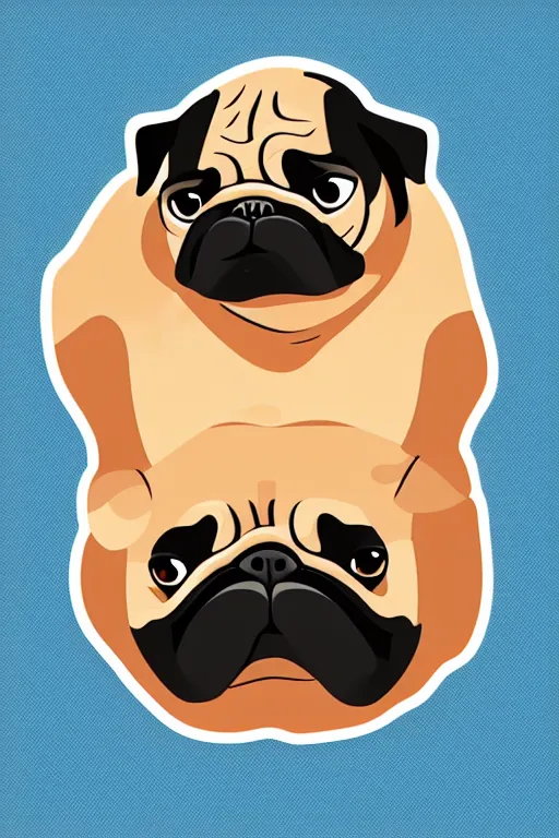 Image similar to Pug that is a sumo wrestler, sticker, colorful, illustration, highly detailed, simple, smooth and clean vector curves, no jagged lines, vector art, smooth