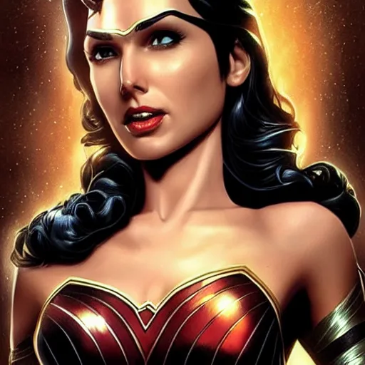 Image similar to an potrait of gal gadot cast of the zatana, photorealistic, high detail, full body shot.