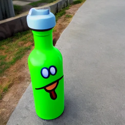 Image similar to anthropomorphized water bottle