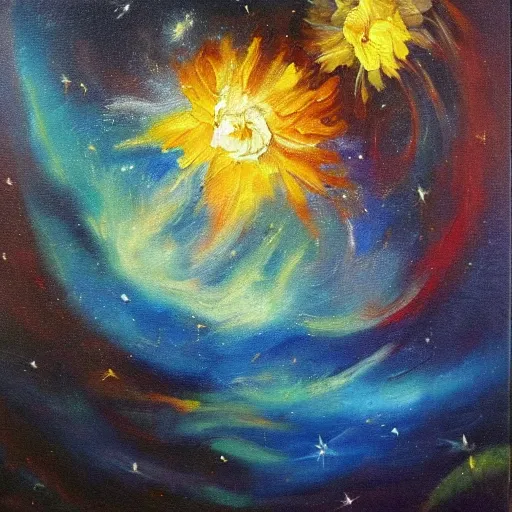 Image similar to cosmos old oil painting