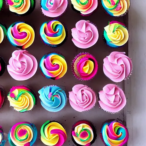 Prompt: colourful cupcakes