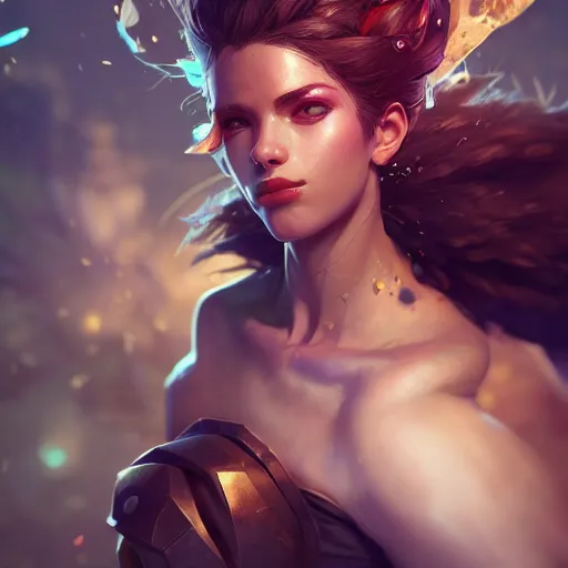 Image similar to league of legends portrait, au naturel, hyper detailed, digital art, trending in artstation, cinematic lighting, studio quality, smooth render, unreal engine 5 rendered, octane rendered, art style by klimt and nixeu and ian sprigger and wlop and krenz cushart.