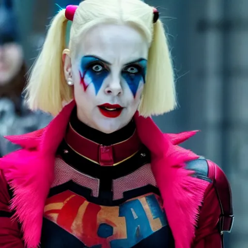 Image similar to charlize theron as harley quinn in suicide squad, 8k, RED camera