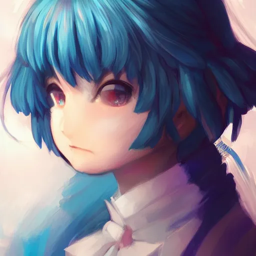 Image similar to full headshot portrait of Cirno from Touhou, drawn by WLOP, by Avetetsuya Studios, attractive character, colored sketch anime manga panel, Cirno from Touhou, trending on artstation