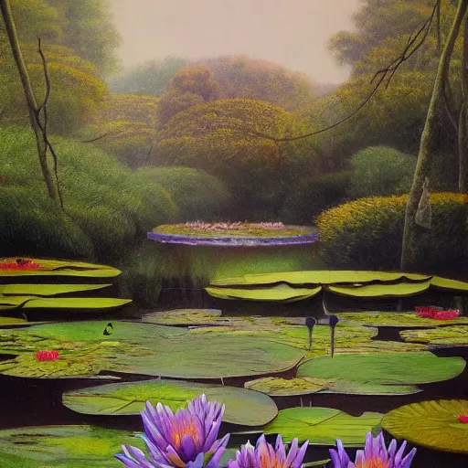 Prompt: waterlily pond by Jim Burns