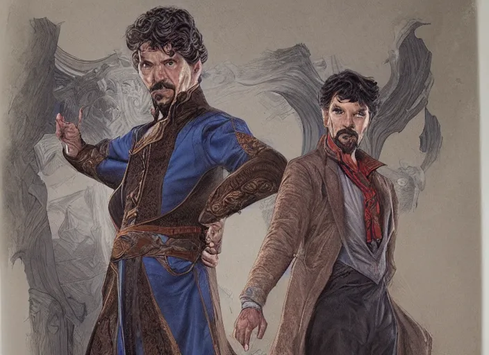 Image similar to a highly detailed old portrait of stephen strange, james gurney, james jean