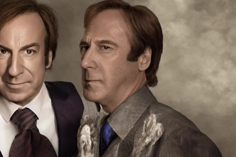 Image similar to photo of saul goodman after defeating the demon king