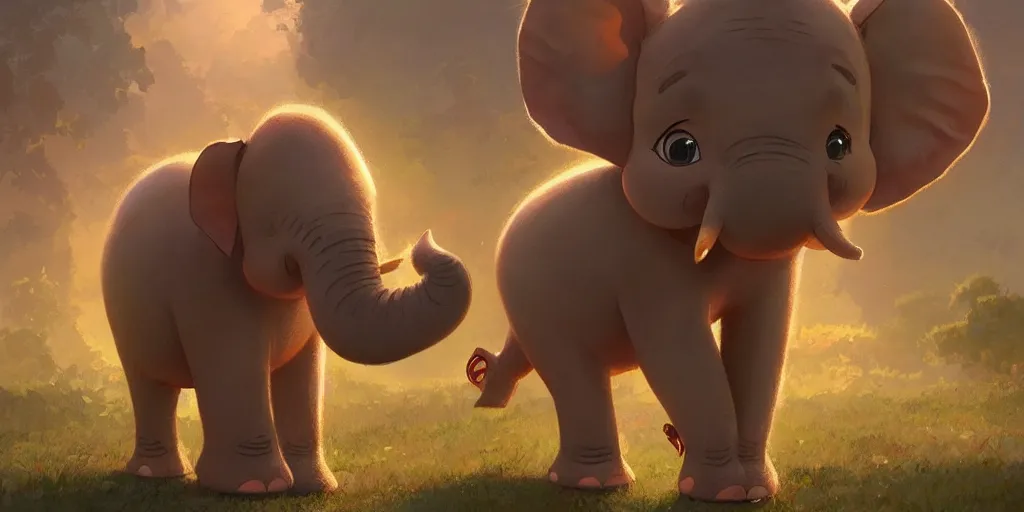 Image similar to a wholesome cute pixar baby elephant in the morning light studio ghibli, pixar and disney animation, sharp, anime key art by rossdraws greg rutkowski craig mullins, bloom, back lighting
