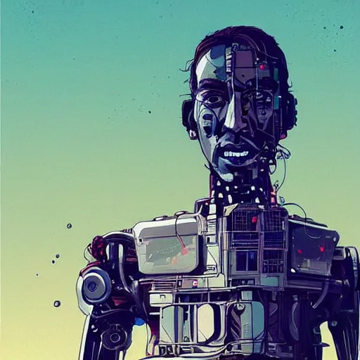 Prompt: a portrait of kawhi leonard as an android robot in a scenic environment by conrad roset, hyperdetailed, cyberpunk, cool, cybernetically enhanced, trending on artstation