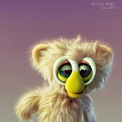 Prompt: cutie fluffy creature muppet show, digital art, 3 d, octave render, masterpiece, mega detailed, pixar, disney, vivid illustration, cartoon, fantasy, by george stubbs, artgerm, in the style of ghibli kazuo oga, pastel fur