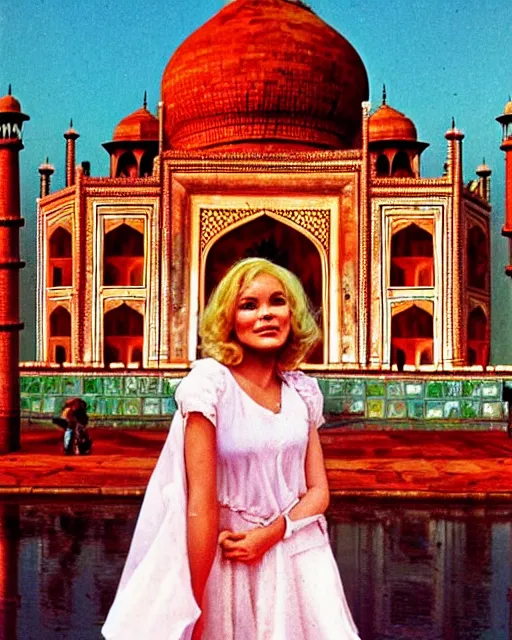 Prompt: tuesday weld visits the taj mahal by mort drucker