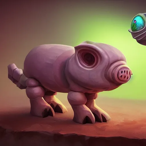 Image similar to Isometric 3D Fantasy Cute and adorable alien piggy spacecraft, Smooth 3D Illustration, soft render, Servando Lupini, Daniil Kudriavtsev, handpaint texture, Blender, 3DCoat